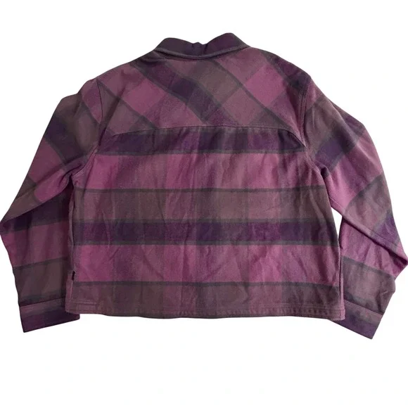 The North Face Womens‎ XXL Relaxed Fit Crop Flannel Shirt Jacket Midnight Mauve - Picture 2 of 7